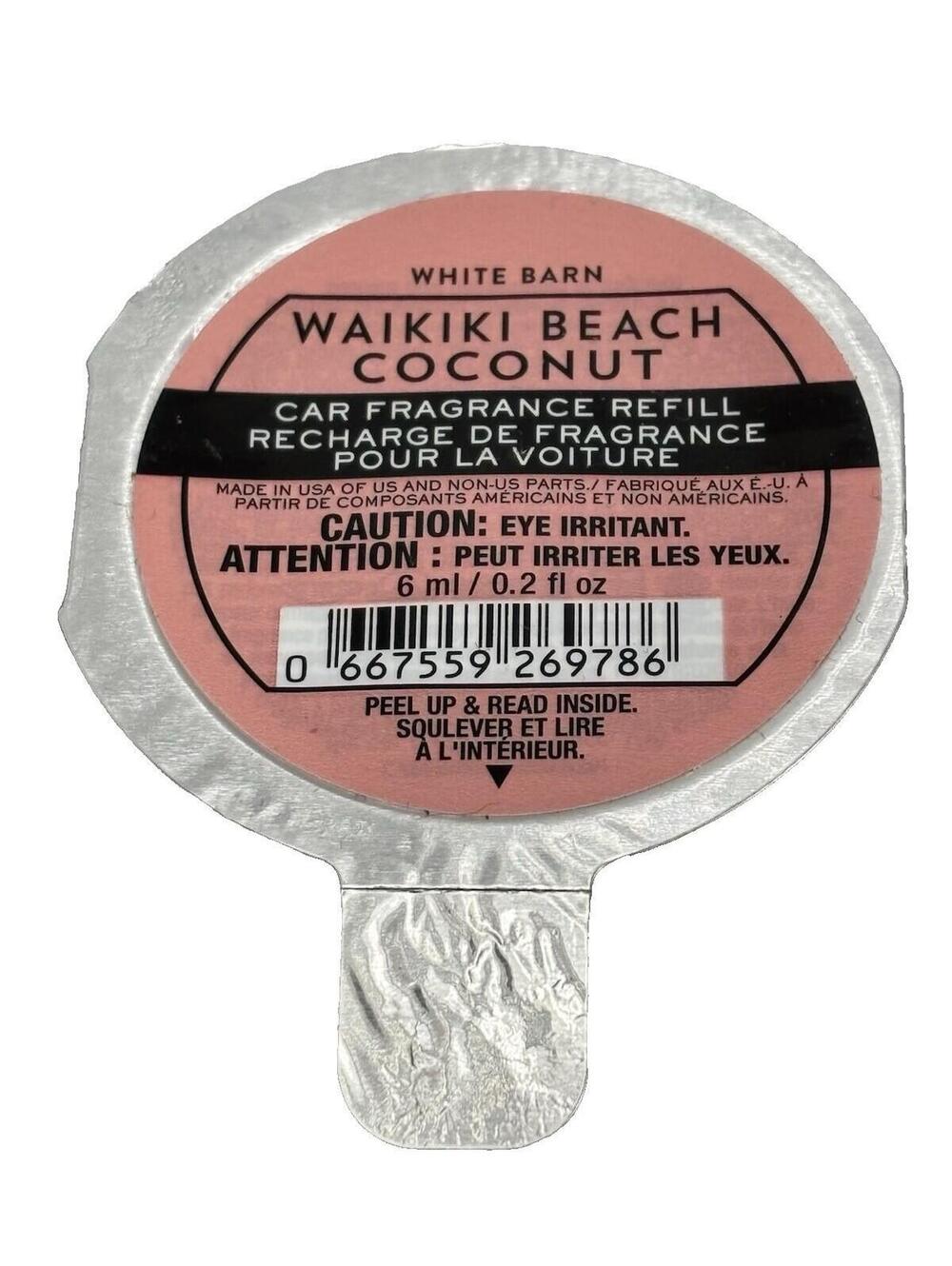 Bath & Body Works Waikiki Beach Coconut Car Refill 0.2 fl oz 6ml NEW